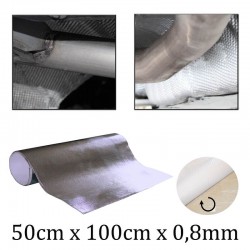 Αυτοκόλλητη Αντιθερμική Μόνωση Αλουμινίου Για Εξάτμιση Με Προστασία Εως 500°C 0.8mm 50x100cm