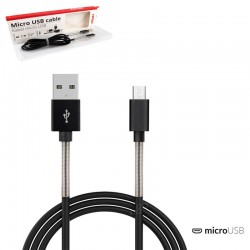 Καλώδιο Φόρτισης micro USB Μαύρο FullLINK 2,4A 100cm Amio 01431